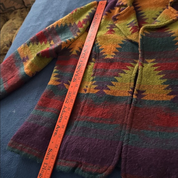 Coldwater Creek Olive, Plum and Rust tribal/aztec print cardigan jacket - Picture 8 of 9